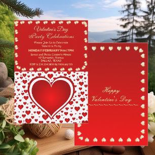 Romantische rote regnerische Herzen Valentinstag P Einladung