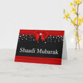 Romantische Rote Ribbon Shaadi Mubarak Karte (Gelbe Blume)