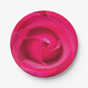 Romantische rote rosa Rose Pappteller