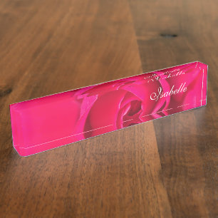 Romantische rote rosa Rose Personalisiert v2 Schre Namensplakette