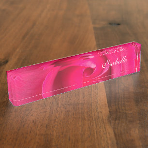 Romantische rote rosa Rose personalisiertes Namens Namensplakette