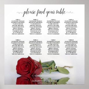 Romantische Rote Rose 8 Tischübersicht Poster