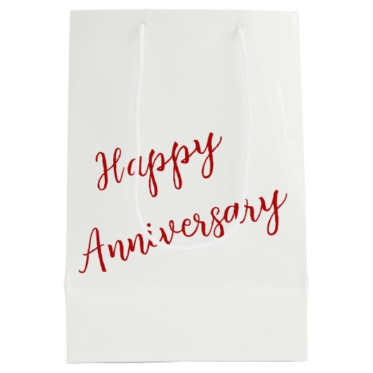 Romantische Rote Rose auf weißem Satin Mittlere Geschenktüte (Rückseite)