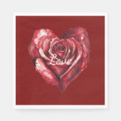 Romantische Rote Rose Blume Hochzeit Serviette (Vorderseite)