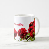 Romantische Rote Rose Blume Kaffeetasse (VorderseiteRechts)