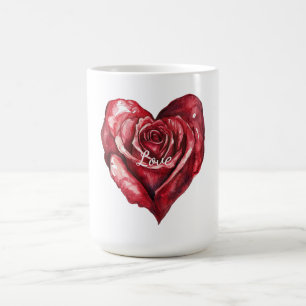 Romantische Rote Rose Blumenherz Kaffeetasse