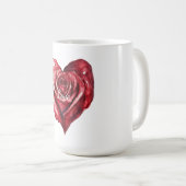 Romantische Rote Rose Blumenherz Kaffeetasse (VorderseiteRechts)