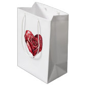 Romantische Rote Rose Blumenherz Mittlere Geschenktüte (Rückseite Schrägansicht)