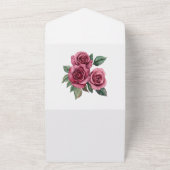 Romantische Rote Rose Blumenhochzeit All In One Einladung (Außenbereich)