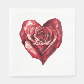 Romantische Rote Rose Blumenkohl Hochzeit Serviette (Vorderseite)