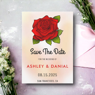 Romantische rote Rose BlumenWedding Save the Date Einladung