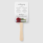 Romantische Rote Rose Elegantes Hochzeitsprogramm Fächer (Rückseite)