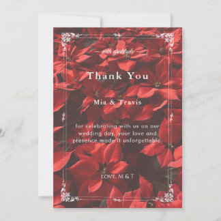 Romantische rote Rose | Florale elegante editierba Dankeskarte