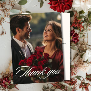Romantische Rote Rose Foto Hochzeit Florenz Dankeskarte
