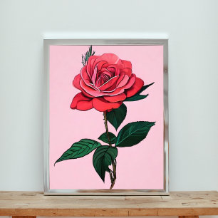 Romantische Rote Rose Fotodruck