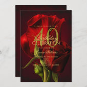 Romantische Rote Rose Geburtstag Einladung (Vorne/Hinten)