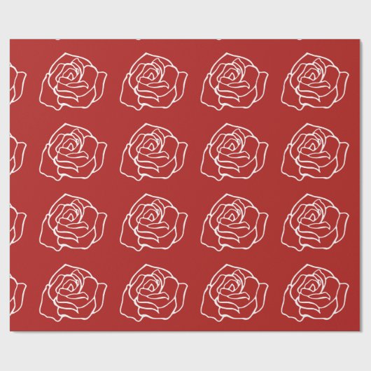 Romantische Rote Rose Geschenkpapier (Flach)