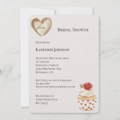 Romantische Rote Rose Herz Cupcake Brautparty Einladung (Vorderseite)