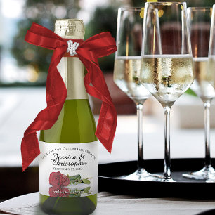 Romantische Rote Rose Hochzeit Danke Mini Schaumweinetikett