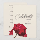 Romantische Rote Rose Hochzeit Einladung (Vorne/Hinten)