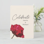 Romantische Rote Rose Hochzeit Einladung (Stehend Vorderseite)