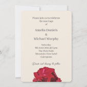 Romantische Rote Rose Hochzeit Einladung (Rückseite)