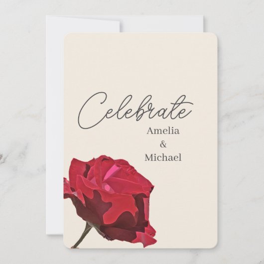 Romantische Rote Rose Hochzeit Einladung (Vorderseite)