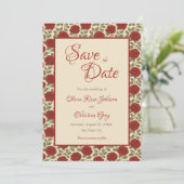 Romantische Rote Rose Hochzeit speichern das Datum Save The Date (Stehend Vorderseite)
