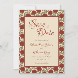Romantische Rote Rose Hochzeit speichern das Datum Save The Date