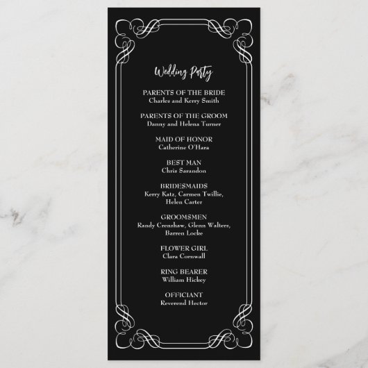 Romantische Rote Rose - Hochzeitsfeier Programm (Rückseite)