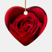 Romantische Rote Rose in voller Blüte Keramik Ornament (Hinten)