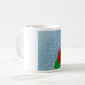 Romantische rote Rose klassische Blüten Kaffeetasse (Vorderseite Links)