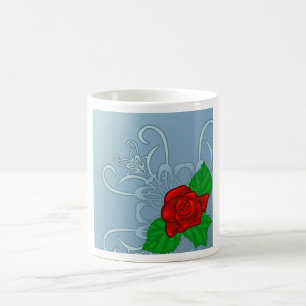 Romantische rote Rose klassische Blüten Kaffeetasse