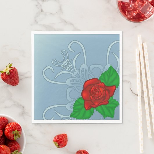 Romantische rote Rose klassische Blütenpracht Serviette