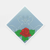Romantische rote Rose klassische Blütenpracht Serviette (Ecke)