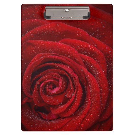 Romantische Rote Rose Klemmbrett (Vorderseite)