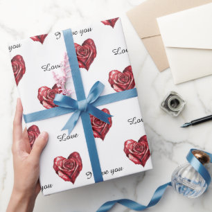 Romantische Rote Rose Liebe Geschenkpapier