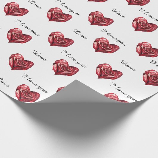 Romantische Rote Rose Liebe Geschenkpapier (Ecke)