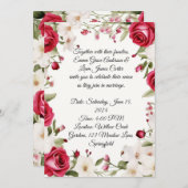 Romantische Rote Rose & Lily der Hochzeit im Tal Einladung (Vorne/Hinten)