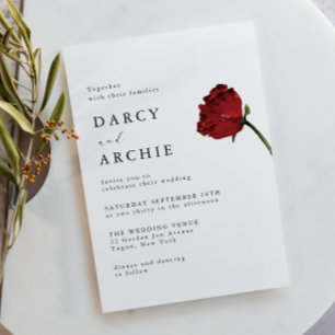 Romantische rote Rose Minimal moderne Hochzeit Einladung