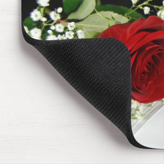 Romantische Rote Rose Mousepad (Ecke)