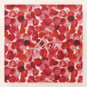 Romantische Rote Rose Petals floral Glasuntersetzer (Vorderseite)
