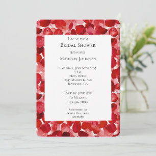 Romantische Rote Rose Petals florales Brautparty Einladung