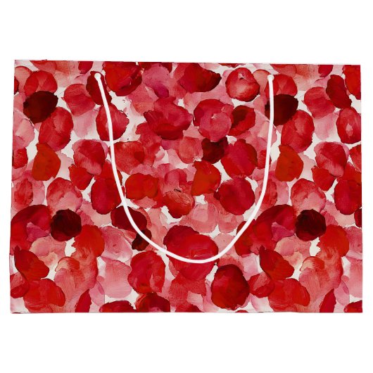 Romantische Rote Rose Petals florales Brautparty Große Geschenktüte (Rückseite)