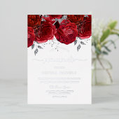 Romantische Rote Rose Quinceanera SIlver Folieneinladung (Stehend vorne)