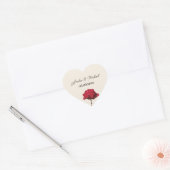Romantische Rote Rose Save the Date Herz-Aufkleber (Umschlag)