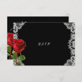 Romantische Rote Rose Schöne Hochzeit RSVP Karte (Vorne/Hinten)