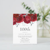 Romantische Rote Rose Silver 100. Geburtstagseinla (Stehend Vorderseite)