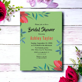 Romantische Rote Rose Sommerblumengebirge Brautpar Einladung