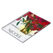 Romantische Rote Rose und Laterne Rustikal Notizblock (Linke Seite)